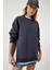 Fermuar Detaylı Şardonlu Sweatshirt LUB0003 Antrasit 3
