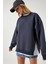 Fermuar Detaylı Şardonlu Sweatshirt LUB0003 Antrasit 4