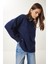 Yumuşak Dokulu Oversize Triko Kazak LPF0063 Lacivert 3