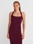 90253 Halter Yaka Fitilli Triko Elbise-Bordo 4