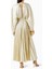 Altın Renkli Pleated Elbise - D-V Yakası - D Halkalı Bel Kemeri - %100 Polyester 3