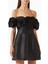 Siyah Off-Shoulder Mini Elbise - Astar, %65 Polyester %35 Pamuk, Saten Kumaş, Rozet Detaylı 1