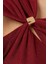 Eleanor Midi Elbise Şık, Uzun Kol, Altın Yüzük Dekolteli, Taffeta & Triko 4