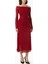 Boat-Neck Midi Elbise - Rib-Knit, Uzun Kol & Toplanmış Bel 1