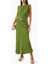 Yeşil Drapeli Maxi Elbise - %76 Asetat %24 Polyester - Uzun ve Şık Tasarım 2