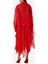 Asimetrik Midi Ipek Organza Elbise, Kırmızı 3