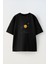 Clean Simple Smile Ön Baskılı Pamuk Siyah Oversize T Shirt 1