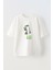 Lıght Of Art Sanatsal Ön Baskılı Pamuk Beyaz Oversize T Shirt 1