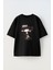 Crazy World Ön Baskılı Pamuk Siyah Oversize T Shirt 1