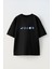Sea Shells Ön Baskılı Pamuk Siyah Oversize T Shirt 1