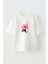 Pink Hibiscus Ön Baskılı Pamuk Beyaz Oversize T Shirt 1