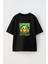 Happiness No More Sadness Ön Baskılı Pamuk Siyah Oversize T Shirt 1