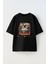 Always Hungry Tasarım Ön Baskılı Pamuk Siyah Oversize T Shirt 1