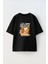 Life's Good Keep Chilling Ön Baskılı Pamuk Siyah Oversize T Shirt 1