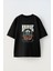 Brave Fire Knight Ön Baskılı Pamuk Siyah Oversize T Shirt 1