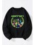 Alien Gang Tasarım Sırt Baskılı Siyah Sweatshirt 1
