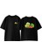 Sebzeler Ön Arka Baskılı Pamuk Siyah Oversize T Shirt 1