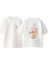 Cicekler Ön Arka Baskılı Pamuk Beyaz Oversize T Shirt 1
