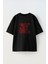 Amplified Skeleton Ön Baskılı Pamuk Siyah Oversize T Shirt 1