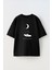 Never Say Never Ön Baskılı Pamuk Siyah Oversize T Shirt 1