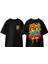 Flirt With Purpose Tasarım Sırt Baskılı Pamuk Siyah Oversize T Shirt 1