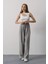 Pileli Bağcıklı Oversize Pantolon - Gri 4