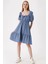 2351 Kloş Poplin Elbise - İndigo 2