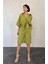 Yağ Yeşili Kısa Kollu Keten Gömlek Ve Şort Takım 1
