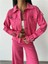 KETEN PÜSKÜL DETAYLI GÖMLEK-PANTOLON TAKIM - Fuşya 4