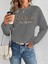 Kadın Uzun Kollu Bisiklet Yaka Desenli Viskon Iki Iplik Bluz 1