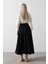 Pamuklu Beli Lastikli Etek - Siyah 4