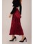 Midi Boy Pileli Saten Bordo Etek 4