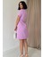 Lila Kısa Kol Atlas Mini Elbise 4