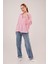 Yarasa Kol Çizgili Cep Detaylı Pembe Gömlek 2