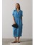 Beli Lastikli Elbise - Mavi 1