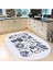 Dijital Baskılı Kaymaz Taban Oval Mutfak Halısı Yolluk, Mavi, Yıkanabilir, Şık ve Pratik 2