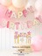 3 Parça Parti Seti Pembe Tema Happy Birthday Yazısı Banner Pembe Pasta Süsü Cake Topper 6 Adet Gold Mum 1
