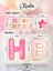 3 Parça Parti Seti Pembe Tema Happy Birthday Yazısı Banner Pembe Pasta Süsü Cake Topper 6 Adet Gold Mum 3
