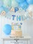 3 Parça Parti Seti Mavi Tema Happy Birthday Yazısı Banner Mavi Pasta Süsü Cake Topper 6 Adet Gold Mum 1