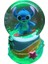 Işıklı 10CM-8CM -Mavi Renk ( Sarı Altlık) Stitch Kar Küre 4