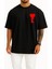 Oversize Kalp ve K Harfi Cep Tasarımlı Unisex T-Shirt 1