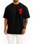 Oversize Kalp ve W Harfi Cep Tasarımlı Unisex T-Shirt 1