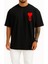 Oversize Kalp ve Q Harfi Cep Tasarımlı Unisex T-Shirt 1