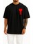 Oversize Kalp ve H Harfi Cep Tasarımlı Unisex T-Shirt 1
