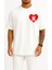 Oversize Kalp Içinde M Harfi Cep Tasarımlı Unisex T-Shirt 1
