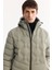 Erkek Nil Yeşili Kapüşonlu Su İtici Rüzgar Geçirmez -5°C Dayanıklı Şişme Mont A52Y6075 2