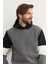 3 Iplik Kolu Renk Bloklu Kapüşonlu Sweatshirt 1