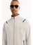Erkek Açık Gri Fermuarlı Teknik Kumaş Regular Fit Sweatshirt A52Y1335 2