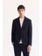Erkek Lacivert Mono Yaka Bi-Stretch Hafif Çizgili Blazer Comfort Slim Fit Ceket A52Y4004 1