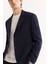 Erkek Lacivert Mono Yaka Bi-Stretch Hafif Çizgili Blazer Comfort Slim Fit Ceket A52Y4004 5